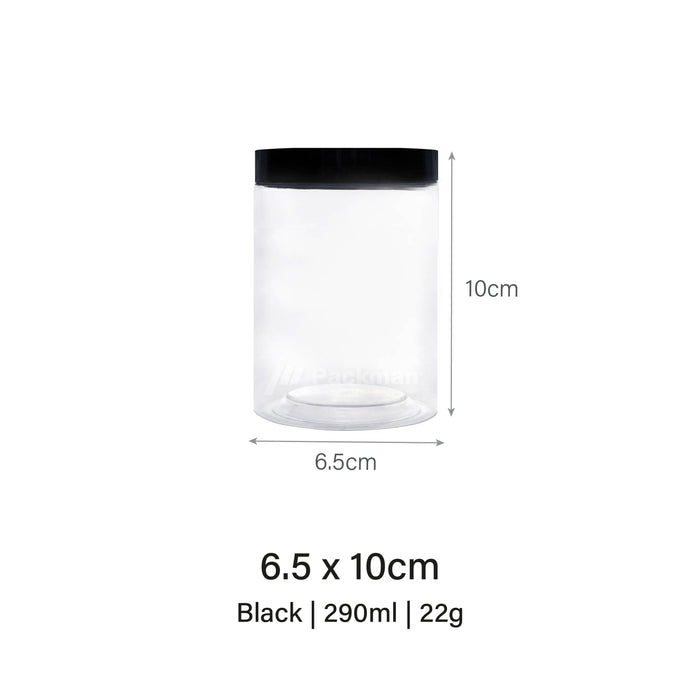 6.5 x 10cm Black Plastic Jar (113pcs)