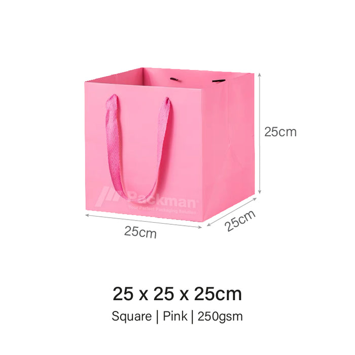 25 x 25 x 25cm Square Pink Paper Bag (100pcs)