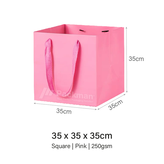 35 x 35 x 35cm Square Pink Paper Bag (100pcs)