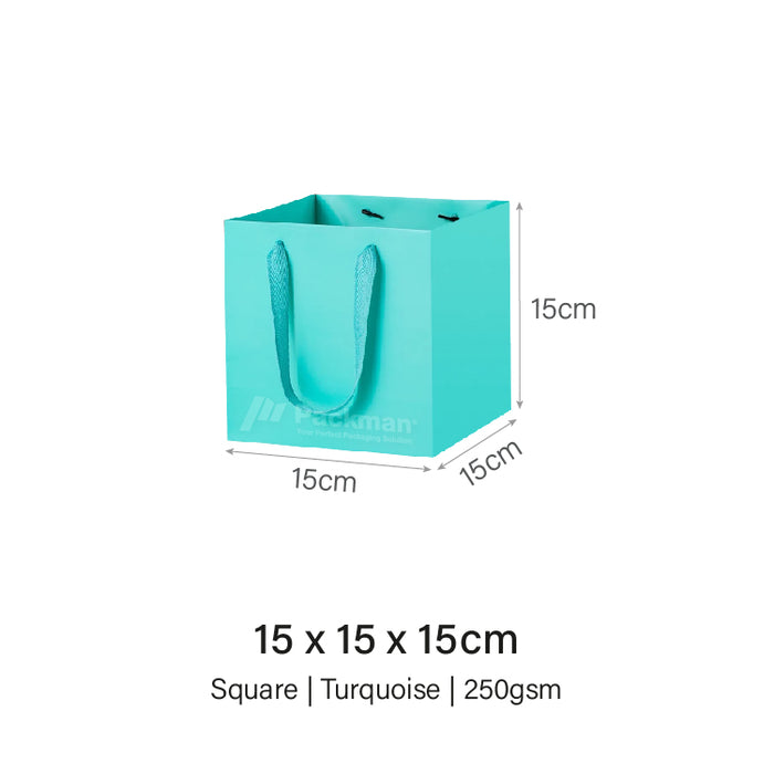 15 x 15 x 15cm Square Turquoise Paper Bag (100pcs)