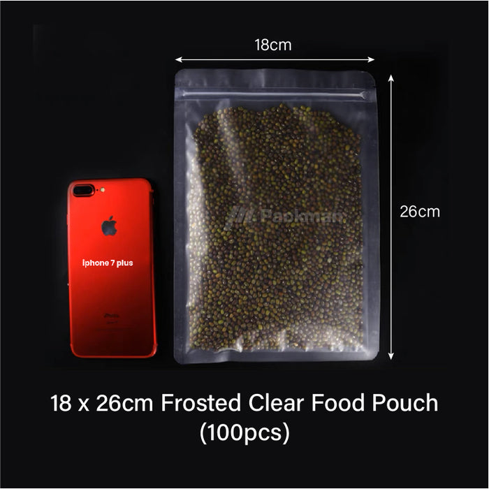 18 x 26cm Frosted Clear Food Pouch (100pcs)