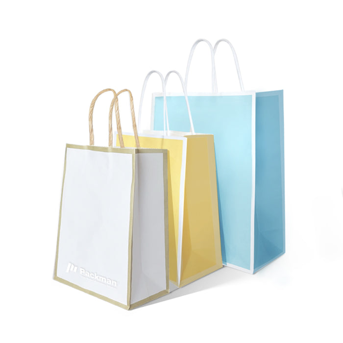 15 x 8 x 21cm  Yellow with White Border Paper Bag  (100pcs)