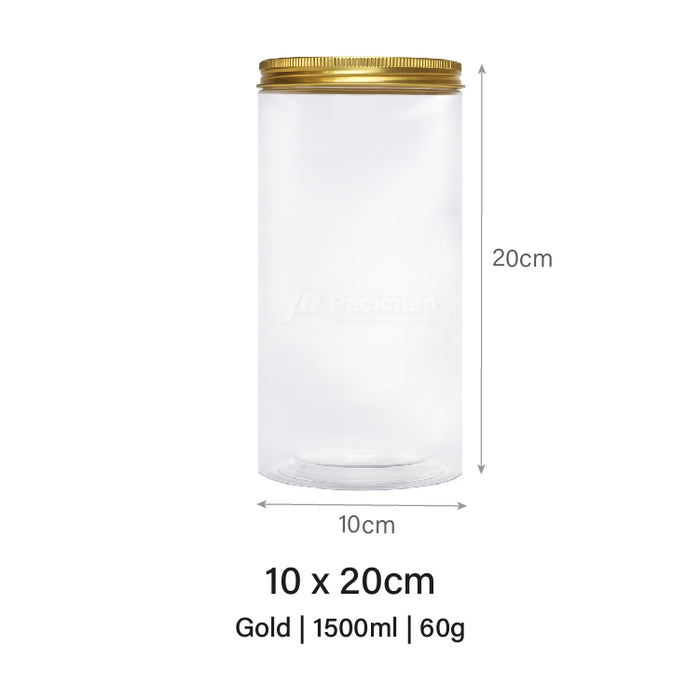 10 x 20cm Gold Plastic Jar (48pcs)