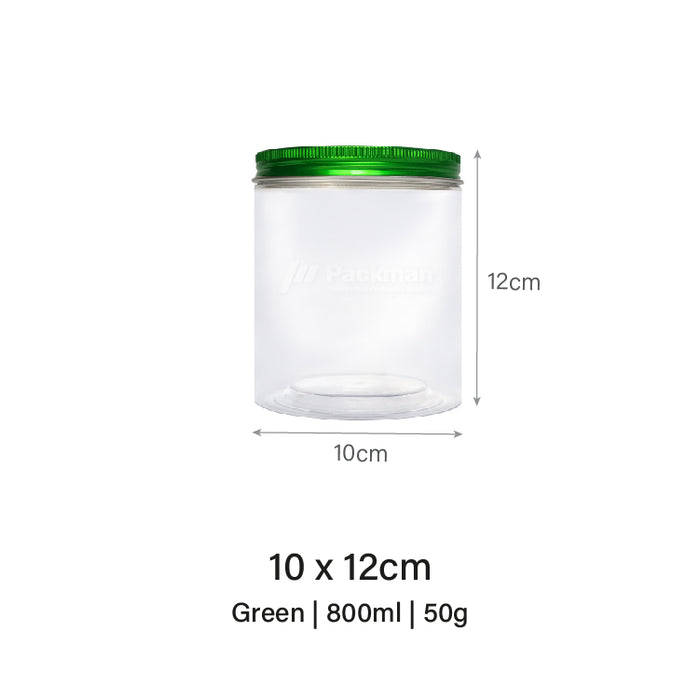 10 x 12cm Green Plastic Jar (48pcs)