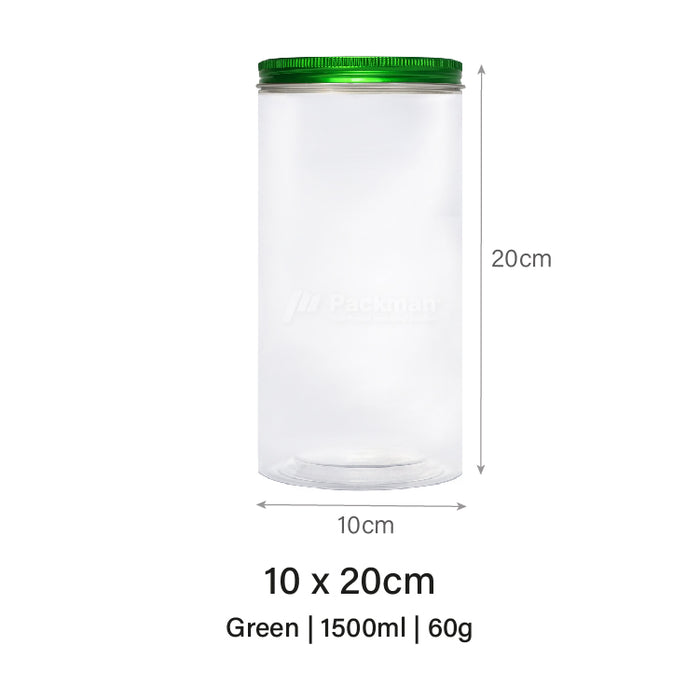 10 x 20cm Green Plastic Jar (48pcs)