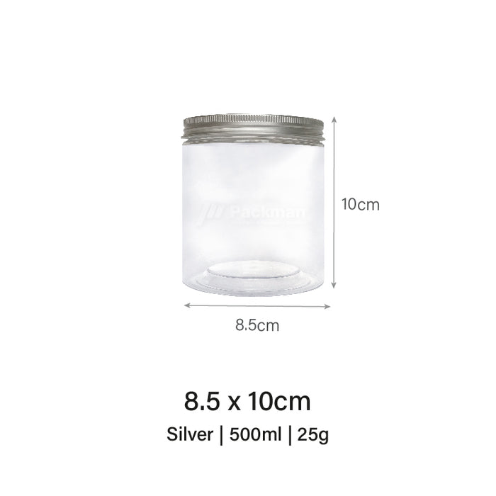 8.5 x 10cm Silver Plastic Jar (67pcs)