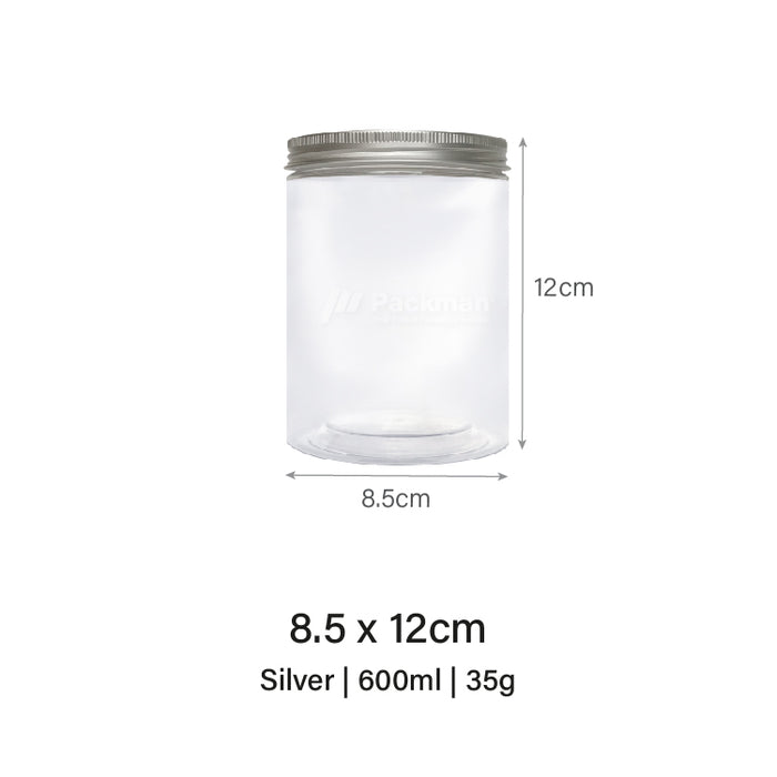 8.5 x 12cm Silver Plastic Jar (67pcs)