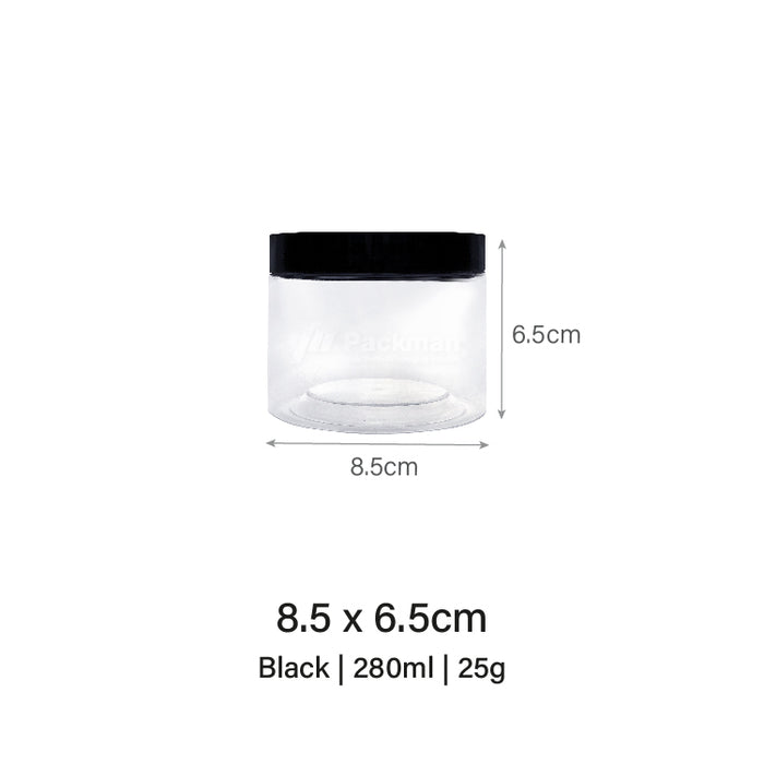 8.5 x 6.5cm Black Plastic Jar (67pcs)