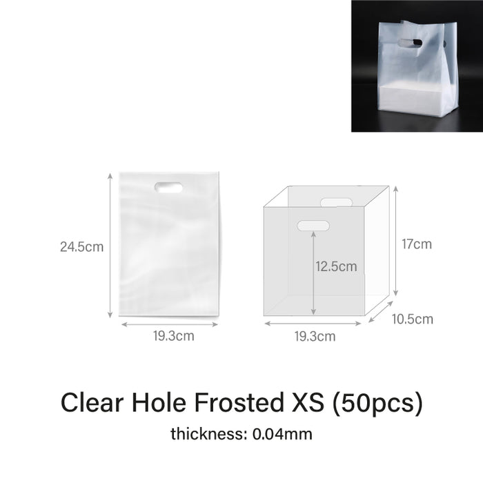 19.3 x 24.5cm Clear Hole Frosted Carrier Bag (50pcs)