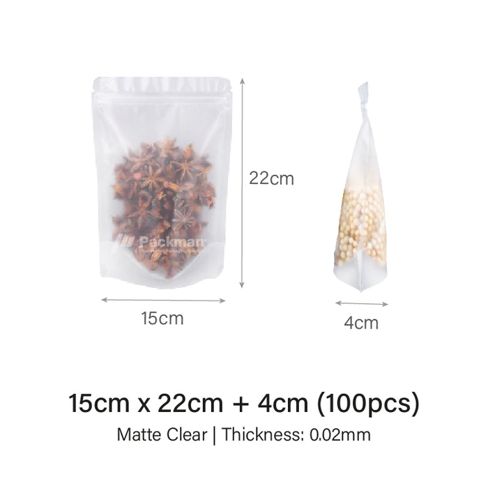 15 x 22cm Matte Clear Standing Pouch (100pcs)