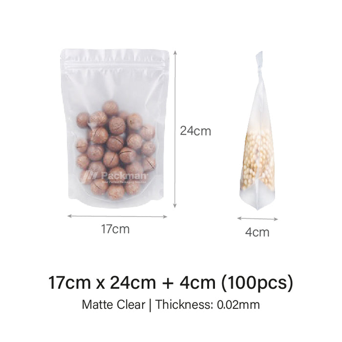 17 x 24cm Matte Clear Standing Pouch (100pcs)