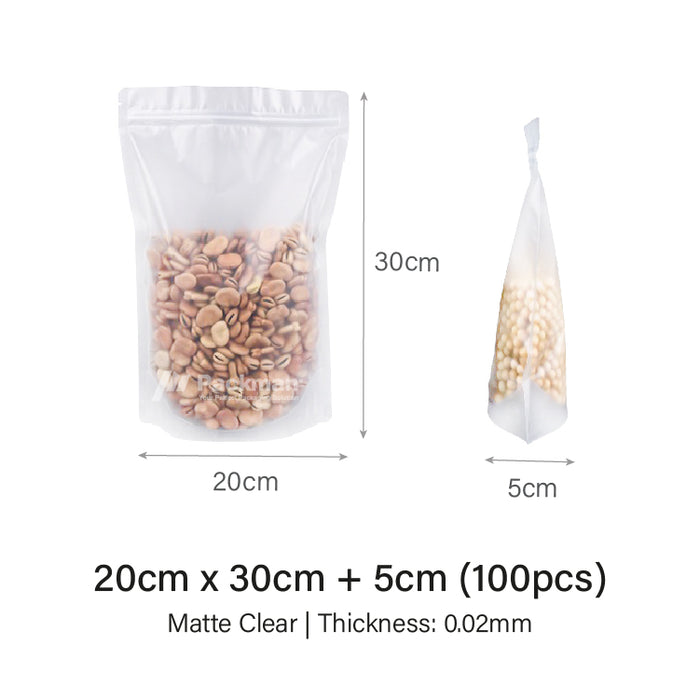 20 x 30cm Matte Clear Standing Pouch (100pcs)