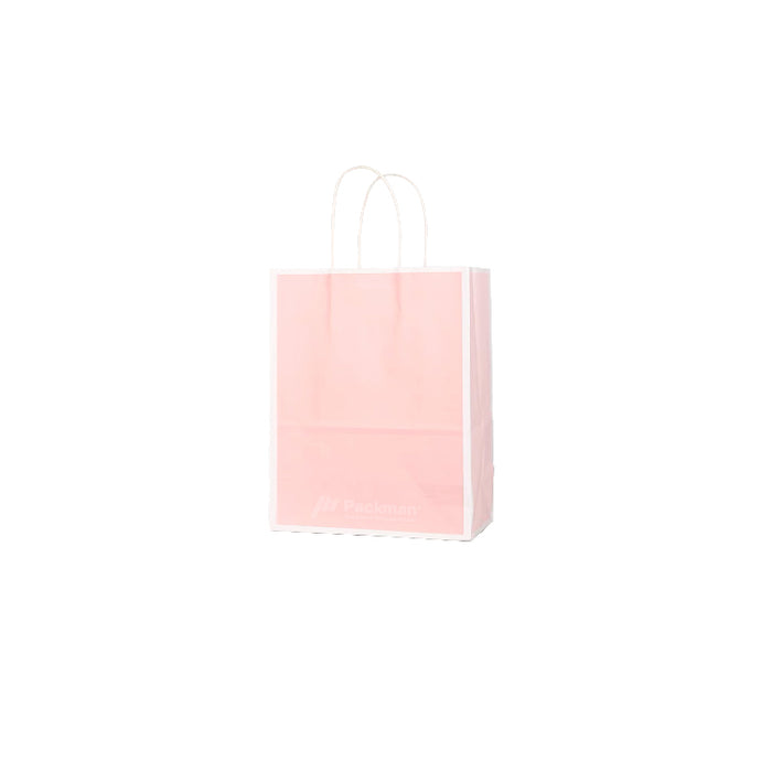 21 x 11 x 27cm Pink with White Border Paper Bag  (100pcs)