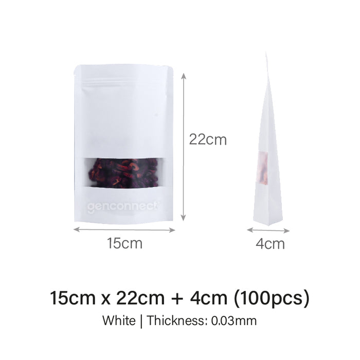 15 x 22cm White Standing Pouch (100pcs)