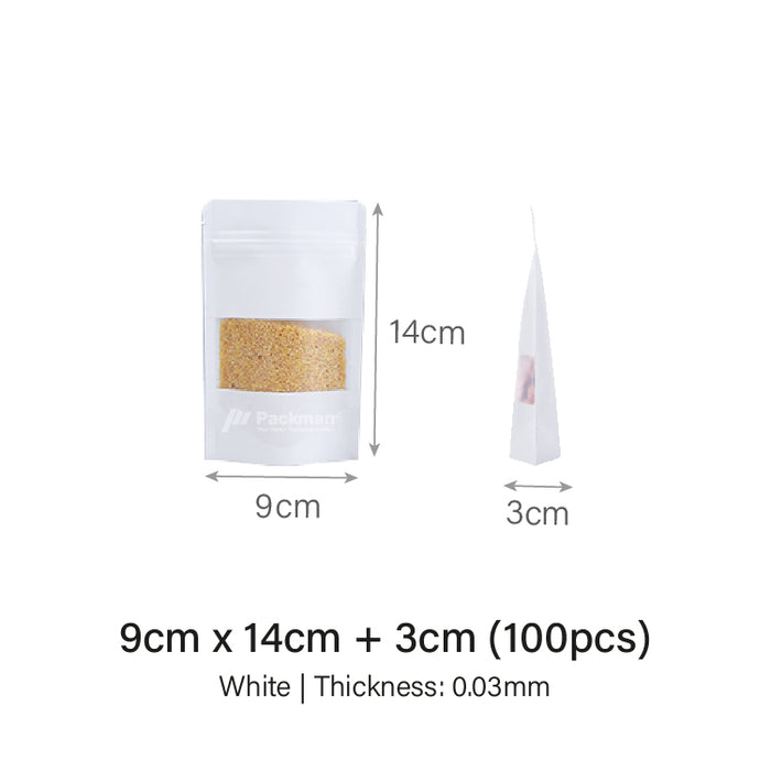 9 x 14cm White Standing Pouch (100pcs)