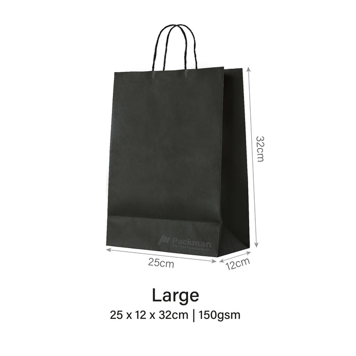 25 x 12 x 32cm Black Paper Bag (100pcs)