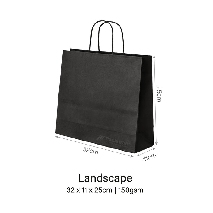 32 x 11 x 25cm Black Paper Bag (100pcs)