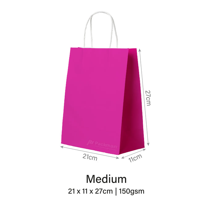 21 x 11 x 27cm Fuchsia Pink Paper Bag (100pcs)