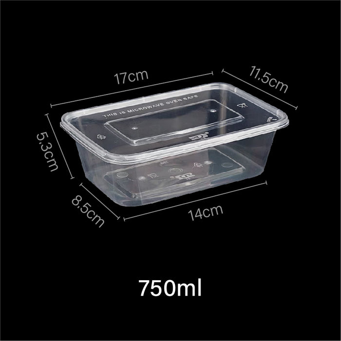 750ml Disposable Plastic Lunch Box (300pcs)