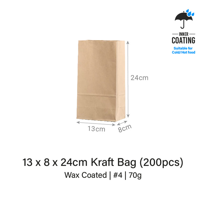 13 x 8 x 24cm Kraft Bag (200pcs)