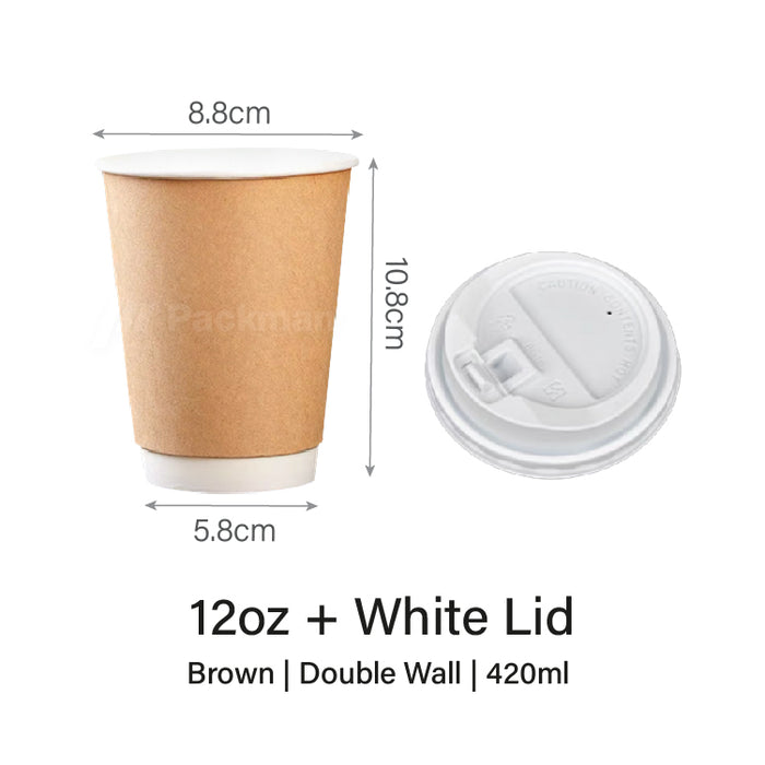 12oz Double Wall Brown Paper Cup (500pcs)