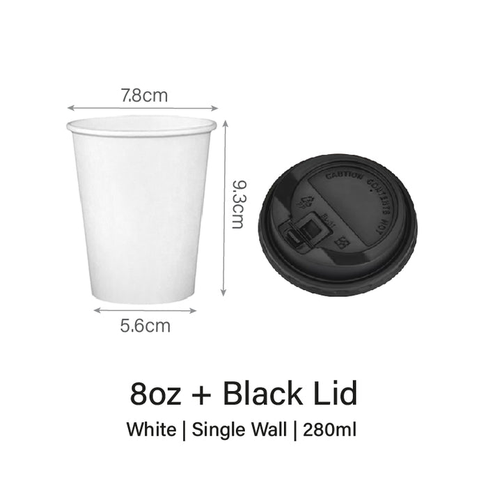 8oz Single Wall White Paper Cup (1000pcs)